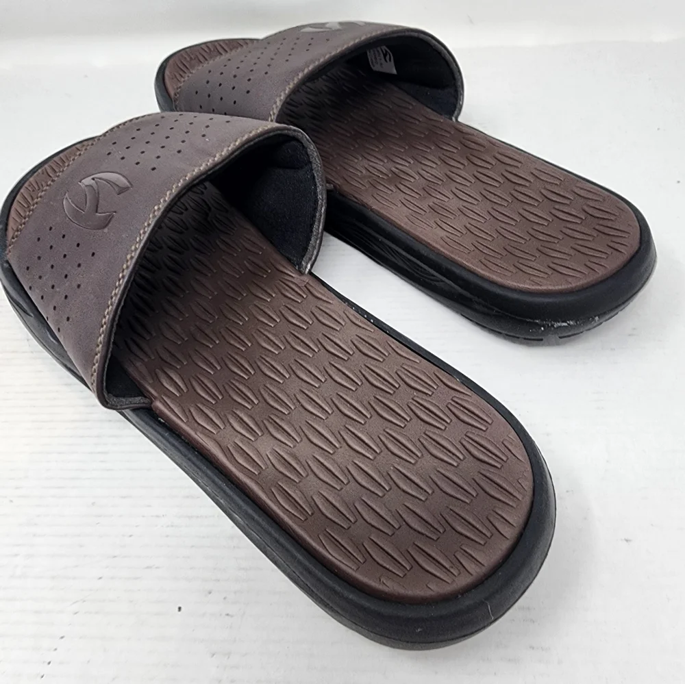 New Men's Brown Slides Sandals Slip on Beach‎ Shoes Flip Flops Men's Size 12.5